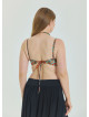 Lace Up Open Back Adjustable Brown Plus Size Blouse 4661